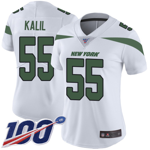 New York Jets Limited White Women Ryan Kalil Road Jersey NFL Football #55 100th Season Vapor Untouchable